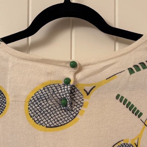 Anthropologie Cream Top with Racket Pattern - Picture 4 of 4